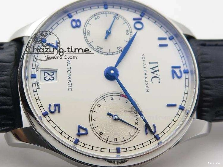MIROTIME 0412 EasyCare Portuguese Real PR IW500705 ZF 1:1 Best Edition On Blue Leather Strap A52010 V 7310